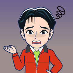 赤い上着を着た若者