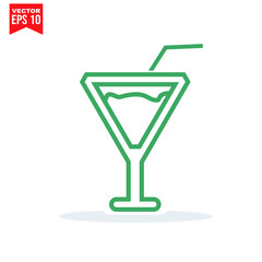 glass drinnking coctail Icon template black color editable. Umbrella Icon symbol Flat vector illustration for graphic and web design.