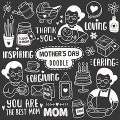 Chalkboard Vector Doodle Illustration: Mother's Day