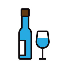 Bottles and glass flat icon. Design template vector