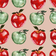 Geometric seamless pattern with apples.