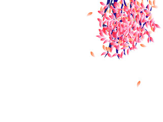 Hanging Branch with leaves Of Tree- Flat vector Illustration Gradient Cherry Color