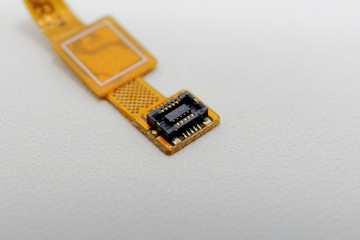 FCC/FPC with press fit connector in side view with white background