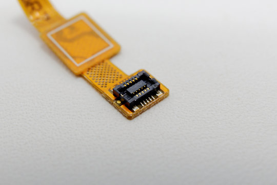 FCC/FPC with press fit connector in side view with white background