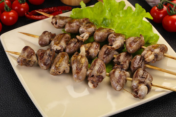 Chicken hearts skewer