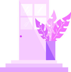 DOOR & leaf Minimal style Flat vector icon Illustration