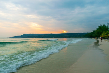 A beautiful sunset from the Long Set Beach, Koh Rong, Cambodia	