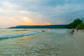 Fototapeta premium A beautiful sunset from the Long Set Beach, Koh Rong, Cambodia