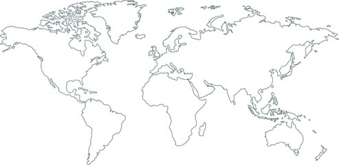 world map vector. Isolated on white background.