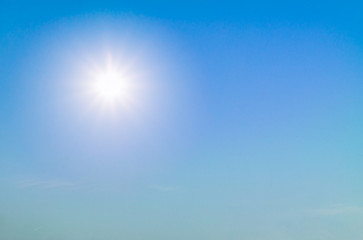 Cloudless blue Sky background and hot sun
