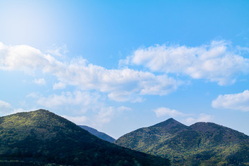 Obraz na płótnie Canvas Spring scenery and blue sky of famous mountain in Busan, Korea