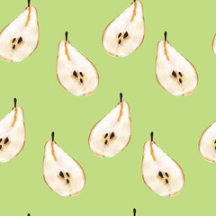 Slices of pears seamless pattern.