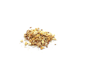 Quacornmix, Mix of four different corns to bake or eat as musli on white background