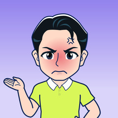 黄緑のシャツを着た若者