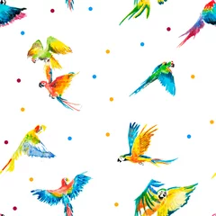 Raamstickers Vlinders Set gekleurde papegaaien. Geassembleerd in een naadloos patroon. kan worden gebruikt als achtergrond, afdrukken op kleding, op stof, op ansichtkaarten, boekjes, menu& 39 s