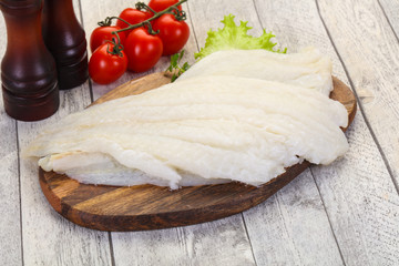 Raw halibut fillet
