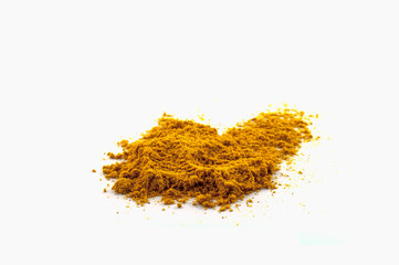 Indian curry powder isolated on white background