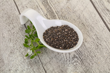 Dietary Chia seeds in the bowl