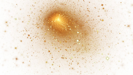 Colorful shiny golden stars. Abstract holiday background. Fantastic light effect. Digital fractal art. 3d rendering.