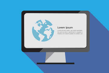 Desktop computer, monitor vector design.