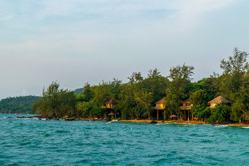 The tree house bunglows on the Long Set Beach, Koh Rong, Cambodia
