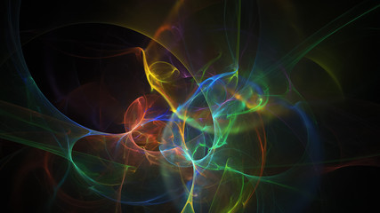 Abstract chaotic rainbow glass shapes. Colorful fractal background. Digital art. 3d rendering.