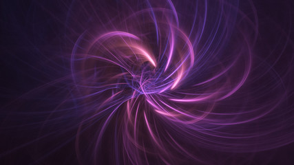 Fototapeta premium Abstract colorful violet and purple glowing shapes. Fantasy light background. Digital fractal art. 3d rendering.