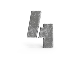 3d rendered scratch metallic isolated letter number 4