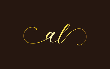 al or la and a, l Lowercase Cursive Letter Initial Logo Design, Vector Template