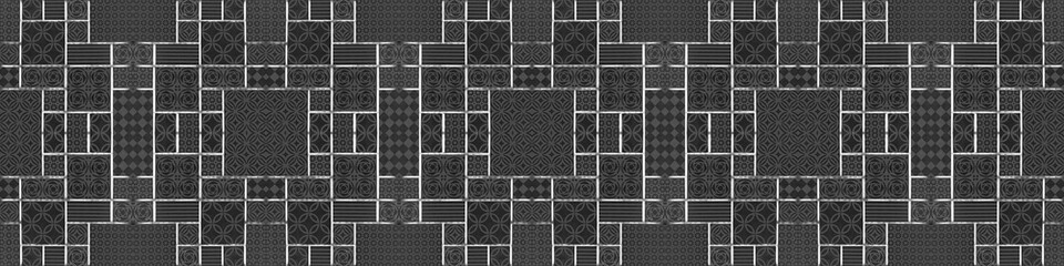 Black anthracite gray vintage retro geometric square rectangle mosaic stamp art motif cement tiles...