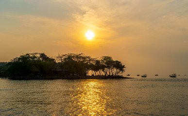 M-Pai Bay, Koh Rong Sanloem, Cambodia- Feb, 2020 : a beautiful sunset over the M-Pai Bay, Koh Rong...