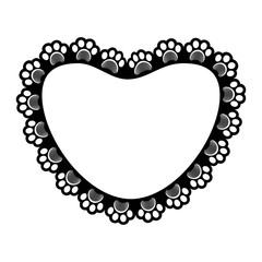 Paw print and grooming comb heart vector frame