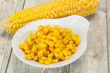 Young corn seeds in the bowl