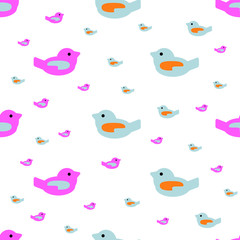 Colorful birds fly. Vector pattern