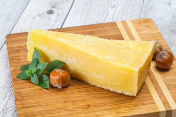 Parmesan cheese served basil and nuts