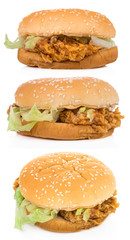 Tuna hamburger on a white background