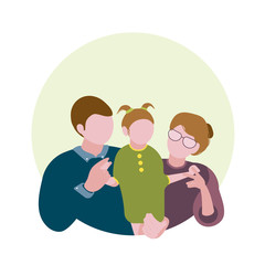 Happy family day. Happy Mother's and Father's day. Parents holding their baby.