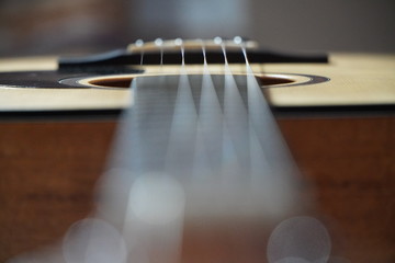 Guitar Strings, close up. Acoustic guitar. 