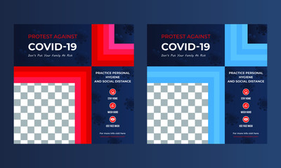 Covid-19 Novel Coronavirus Disease Prevention Awareness Social media post Template Design and Vector Pro Illustration