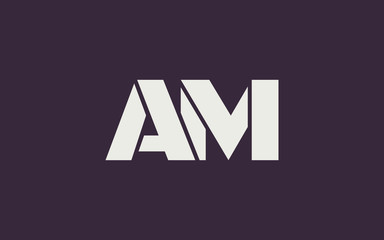 AM or MA and A, M Uppercase Letter Initial Logo Design, Vector Template