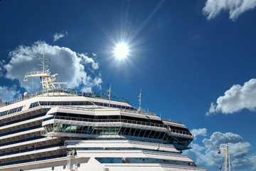 Front and bridge of a luxury cruise ship