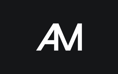 AM or MA and A, M Uppercase Letter Initial Logo Design, Vector Template