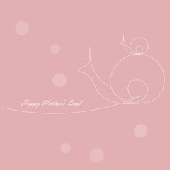 Fototapeta na wymiar Happy mothers day card with snail, vector illustration