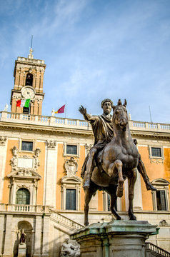 Statue of Marcus Aurelius on Capitoline Square. Rome. Italy
