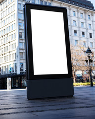 Blank Billboard in the city street. White empty display for copy space images and text