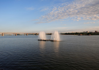 Fountain on the surface of the river