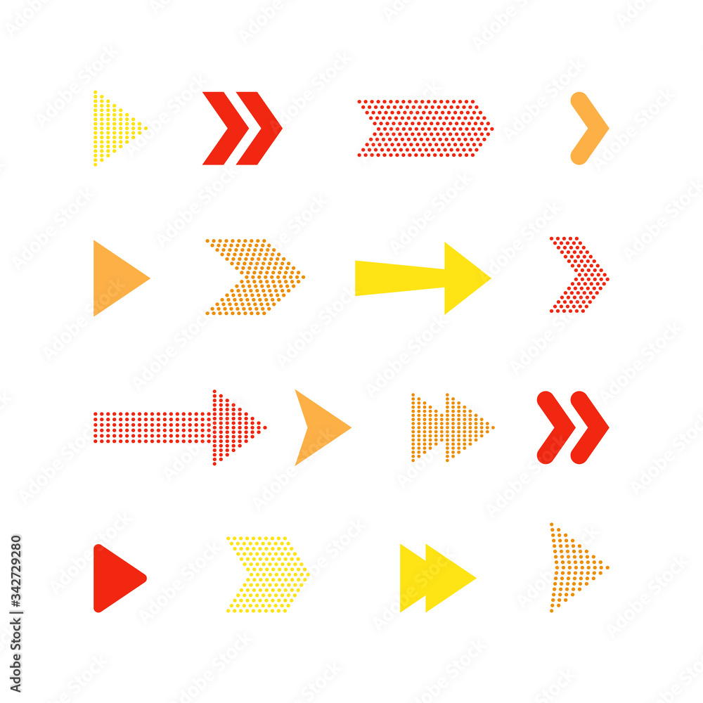 Poster arrow icons set or button in modern simple pictogram is minimal, flat, simple, modern style for appl