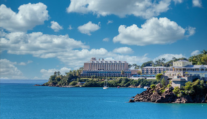 A luxury resort on the rocky coast of tropical St Thomas