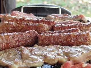 Preparing barbecue for lunch for the whole family