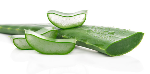Aloe sliced, isolated on a white background